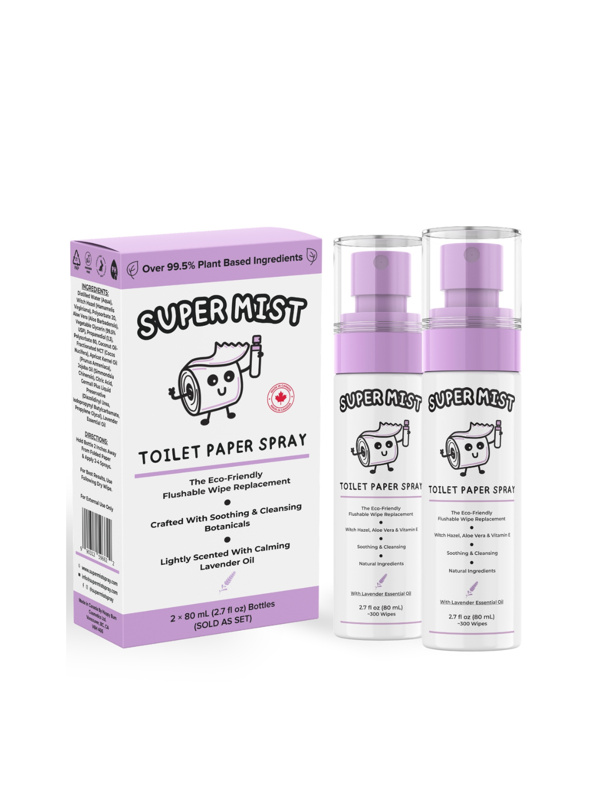 Super Mist Toilet Paper Spray – Upgrade Toilet Paper into a Gentle, Cleansing Wipe | Soothing Formula with Witch Hazel & Aloe Vera | Travel Friendly SUPER MIST