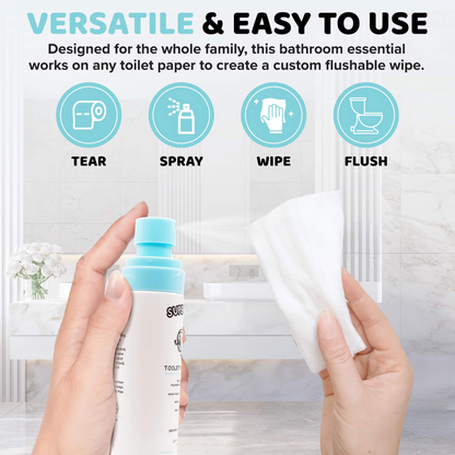 Super Mist Toilet Paper Spray (2 Pack) 80 mL/2.7 Fl oz. Per Bottle – Cleans Better Than Flushable Wipes – Eco-Friendly, Soothing Alternative with Witch Hazel, Aloe Vera & Essential Oil – Travel Size